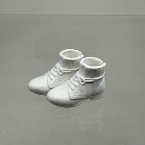 Barbie Fashionista White Ankle Boots "Details" Small Flat Feet Doll Size Shoes